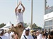 Abu Dhabi Ocean Racing’s skipper, Ian Walker, gets a huge roar of support ahead of the Etihad Airways In-Port Race in the UAE capital.
