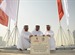 ADTA's Al Nuaimi, Al Reyami and Al Sheikh, laying the Destination Village milestone