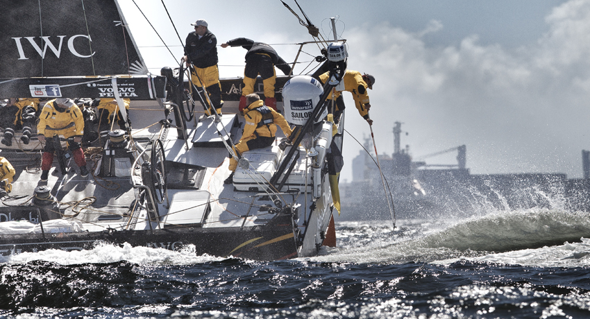 The hearty crew of Azzam make waves on leg 2