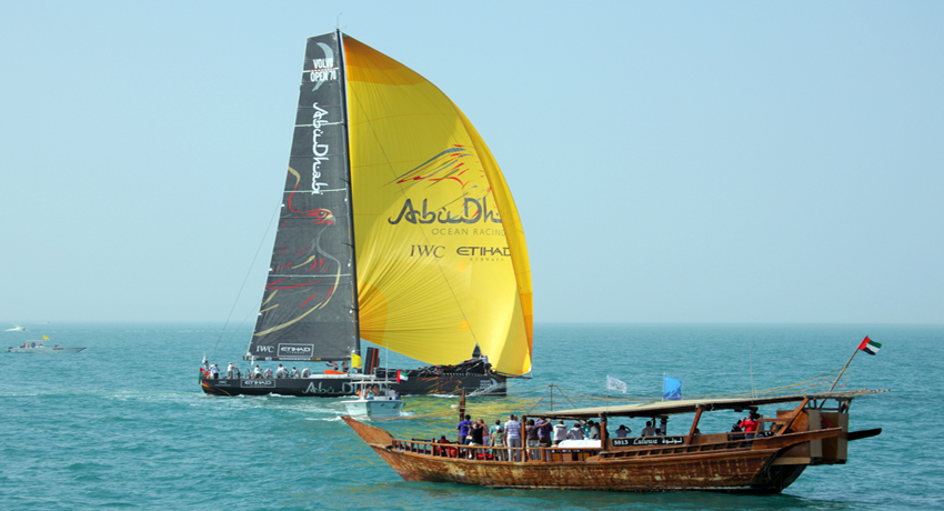 A Traditional Dhow Back-Dropped By Azzam
