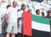 His Highness Sheikh Hazza bin Zayed Al Nahyan presents the winners' award to Abu Dhabi Ocean Racing