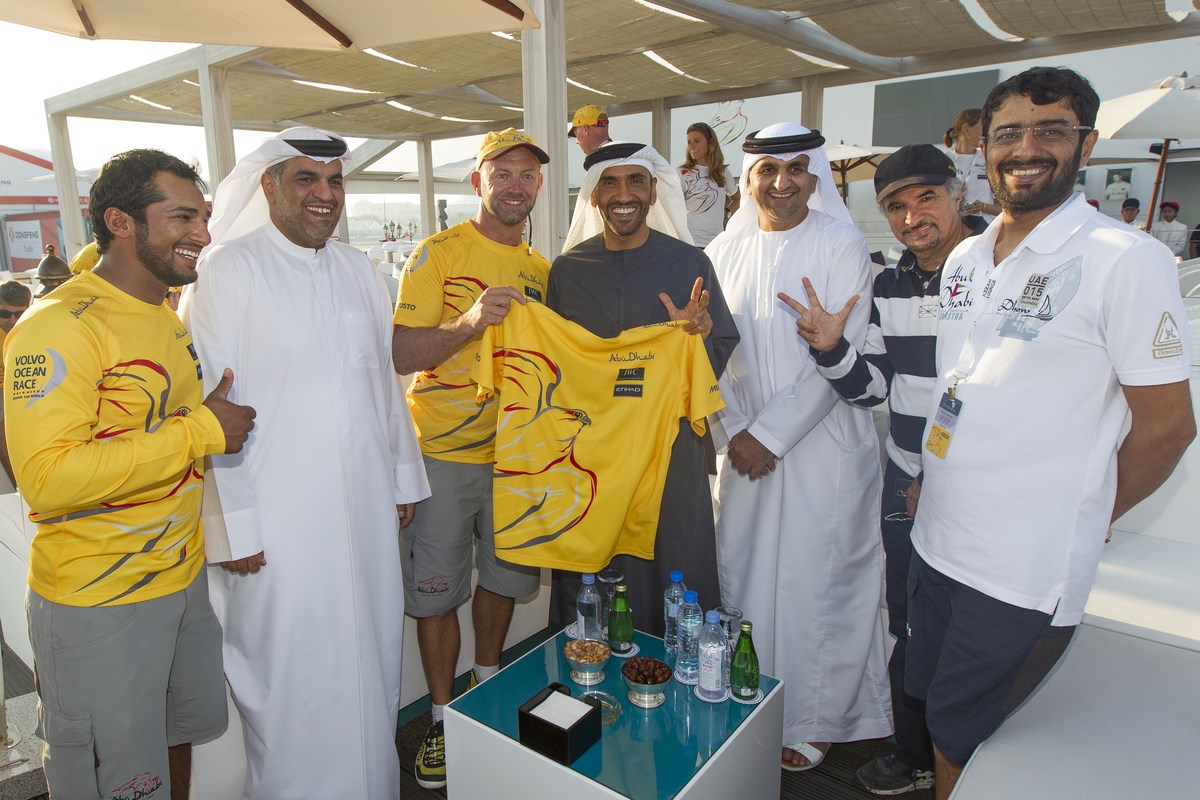 ADOR skipper presents His Highness Sheikh Nahyan Bin Zayed Al Nahyan with an ADOR race shirt - Photo by Ian Roman - Abu Dhabi Ocean Racing.jpg