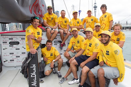 The ADOR crew welcomed Dan Carter and Richie McCaw onboard Azzam for the day. Picture Ian Roman   Abu Dhabi Ocean Racing.jpg